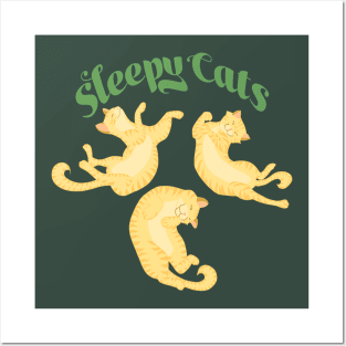 Sleepy Cats in Green Posters and Art